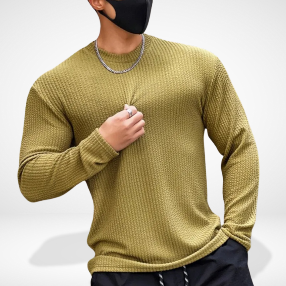 Men's Textured Crewneck Sweater for Autumn Winter Wear