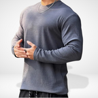 Men's Textured Crewneck Sweater for Autumn Winter Wear