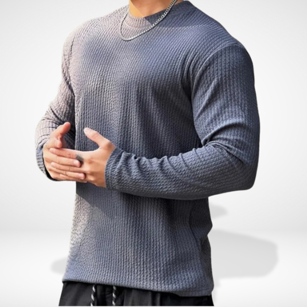 Men's Textured Crewneck Sweater for Autumn Winter Wear