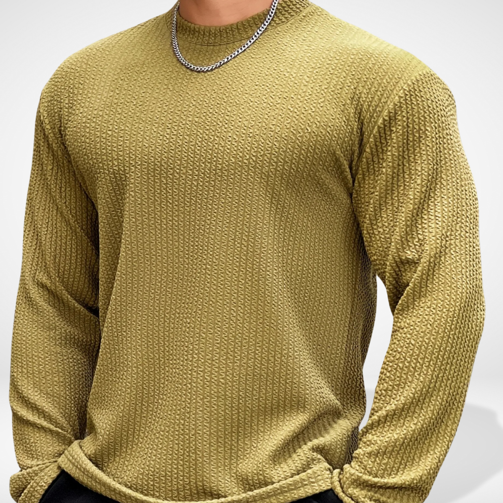 Men's Textured Crewneck Sweater for Autumn Winter Wear