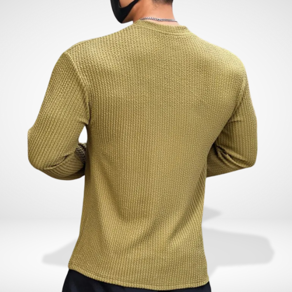 Men's Textured Crewneck Sweater for Autumn Winter Wear