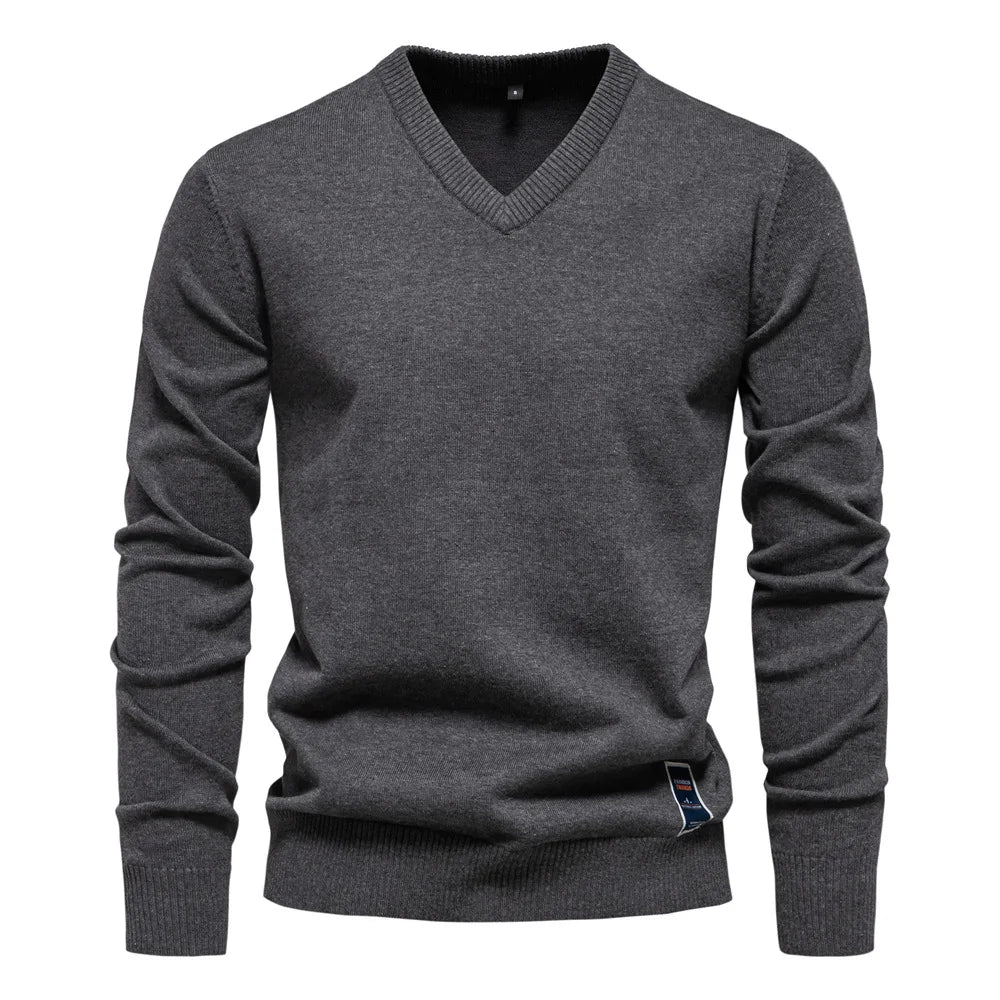 Men's V-Neck Sweater for Autumn and Winter Wear