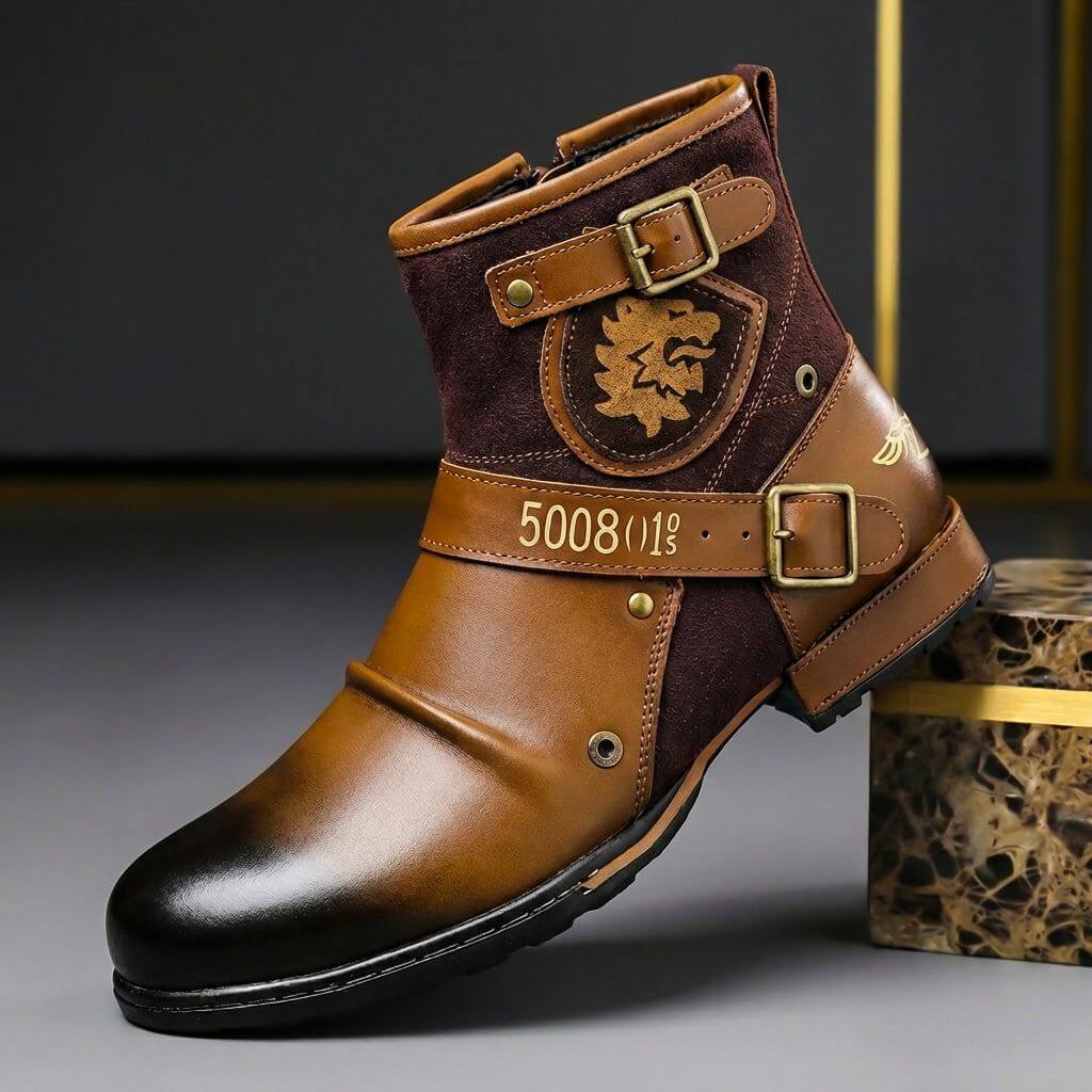 Men's Vintage Buckle Ankle Boots for Everyday Wear