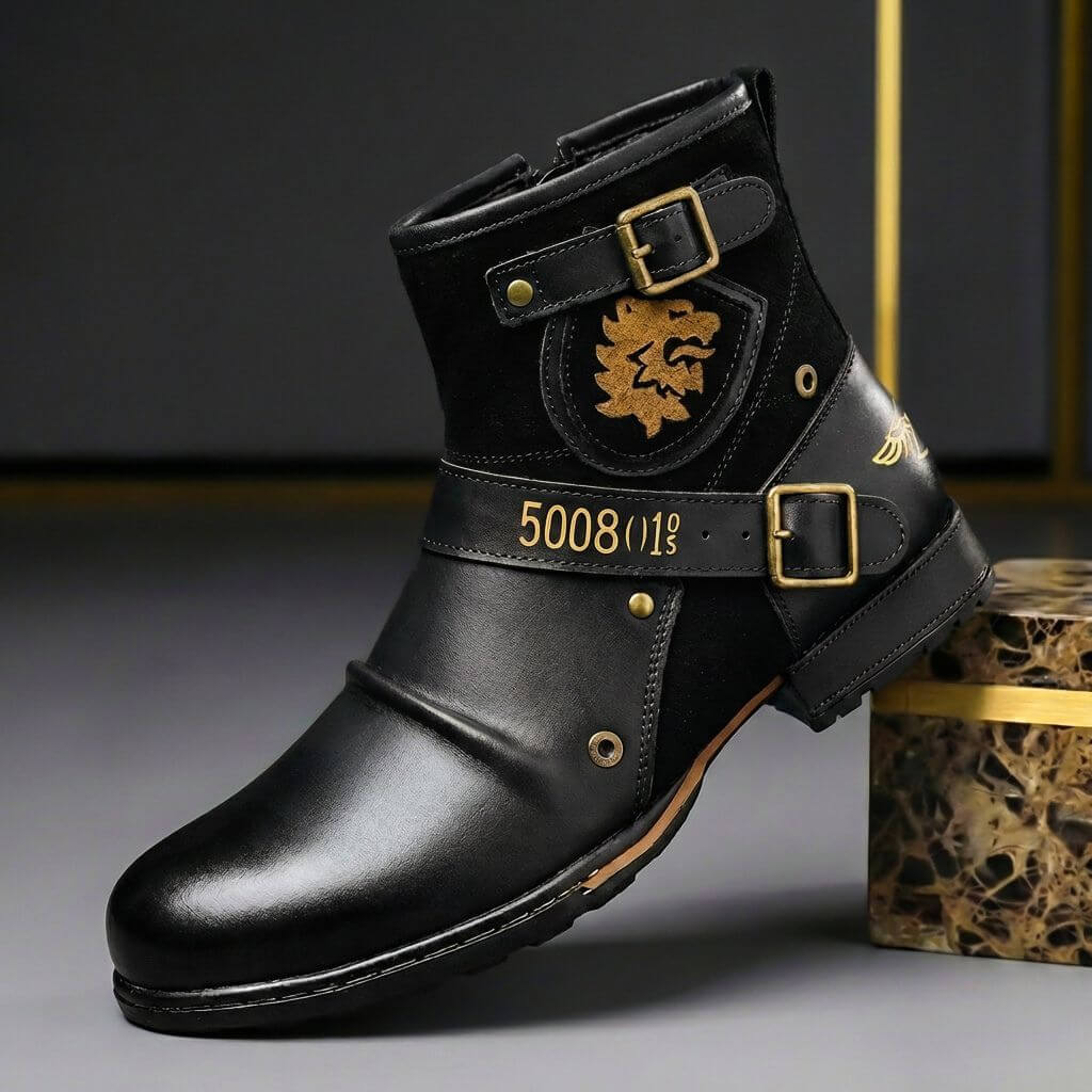 Men's Vintage Buckle Ankle Boots for Everyday Wear