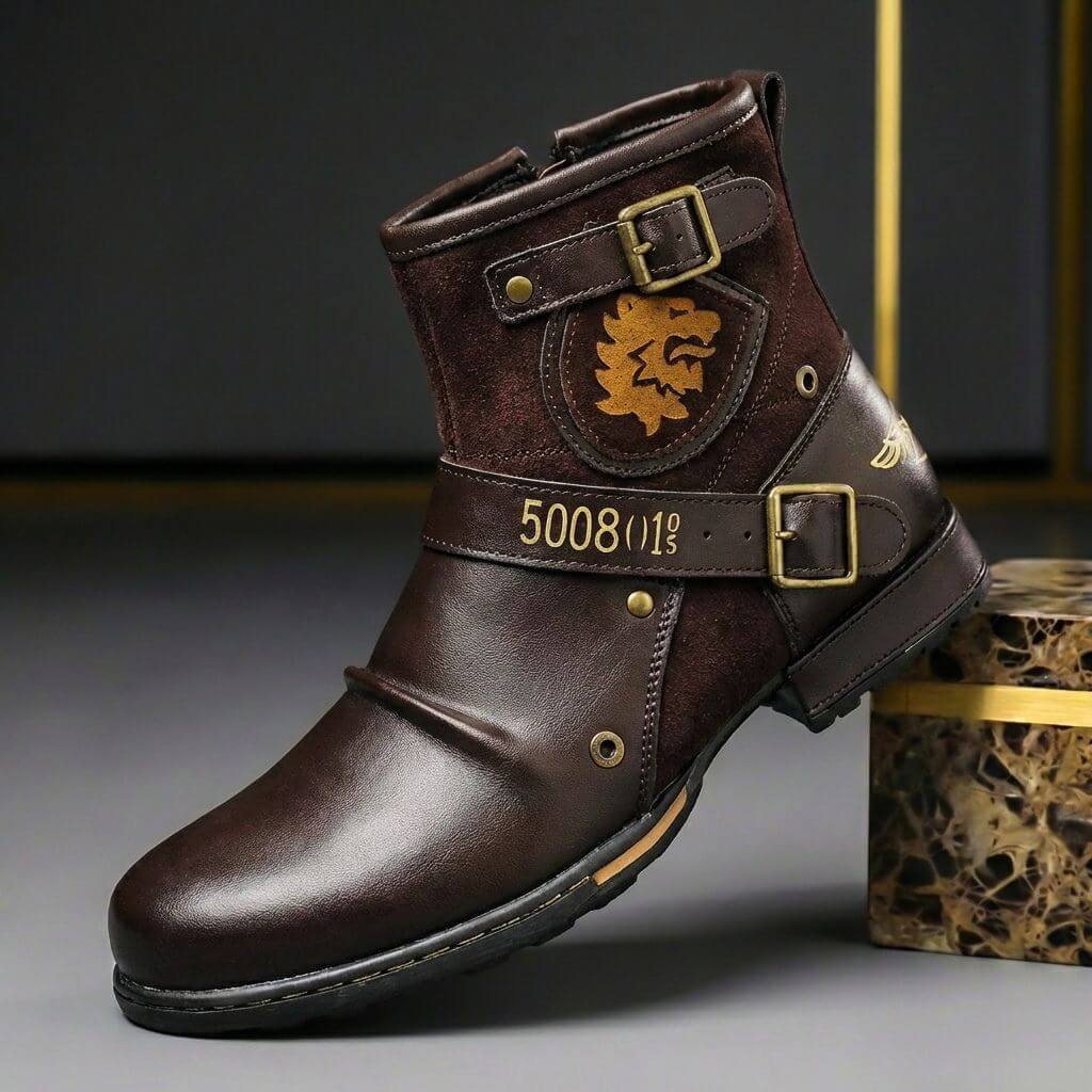 Men's Vintage Buckle Ankle Boots for Everyday Wear