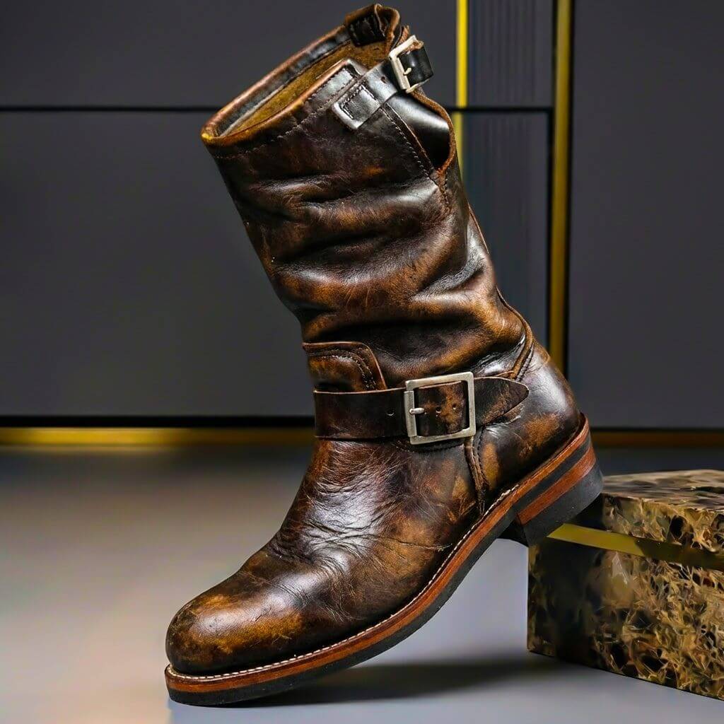 Men's Vintage Buckle Ankle Boots for Everyday Wear