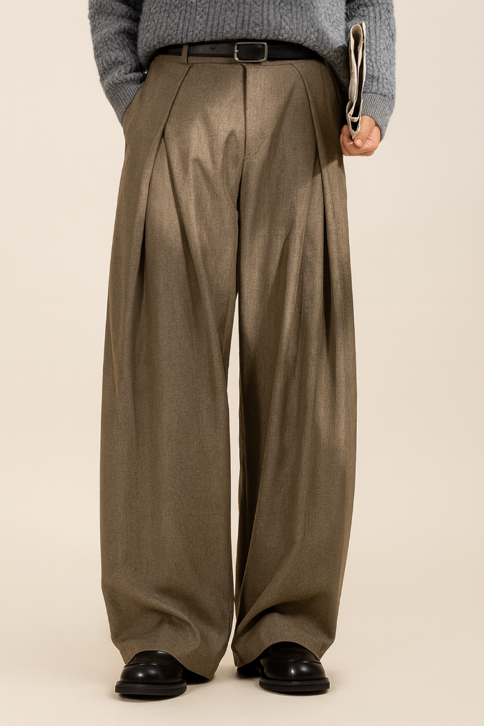 Men’s Wide-Leg Pleated Trousers