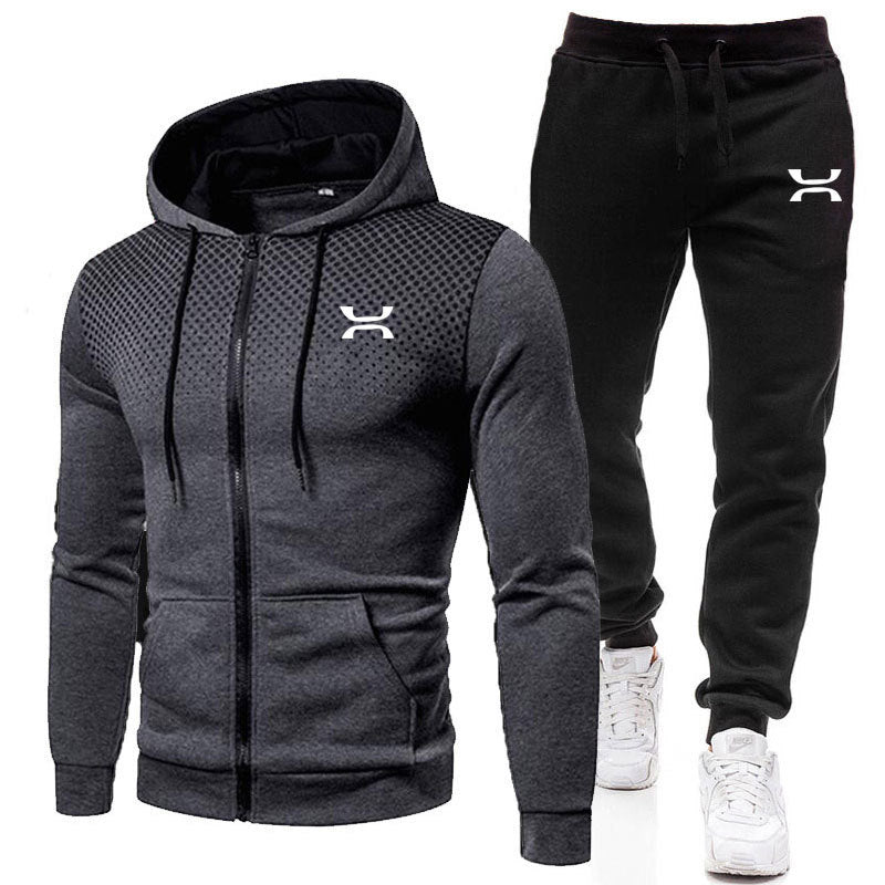 Men's Zip-Up Hoodie Tracksuit Set
