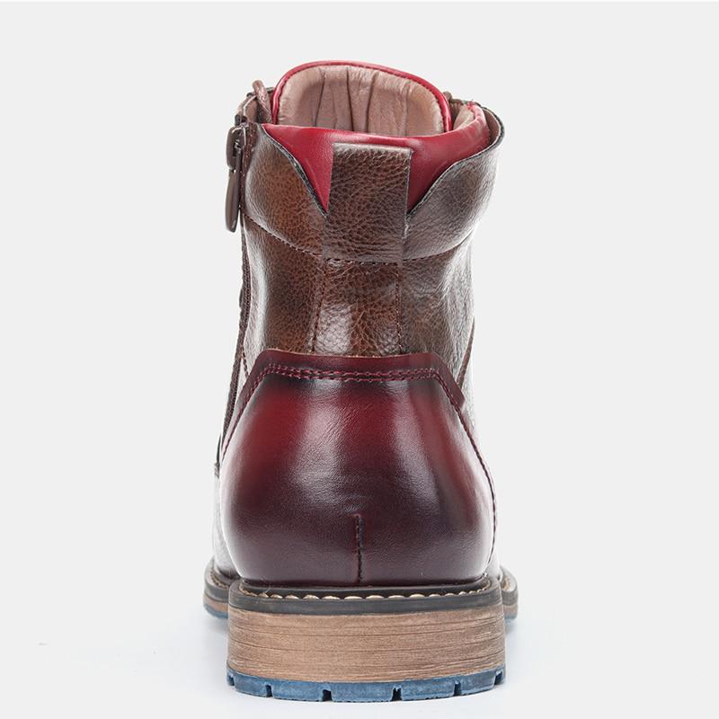 Men's Brogue Lace-Up Boots with Side Zip, Brown – back view