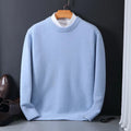 Men's Crew Neck Knit Sweater, Light Blue – front view