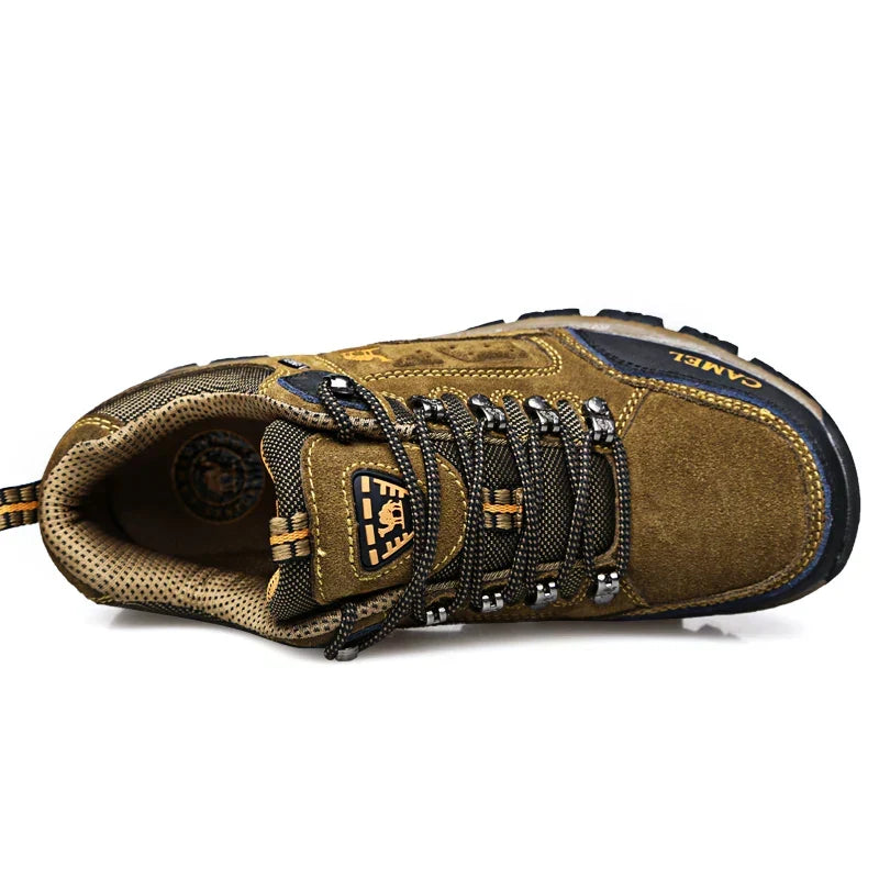 Men's Lace-Up Hiking Shoes, Khaki – top view