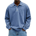 Men's Long Sleeve Polo Sweatshirt, Blue – front view