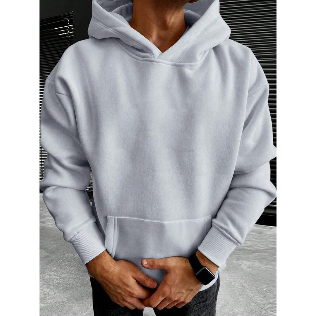 Men's Oversized Hoodie with Kangaroo Pocket, Light Gray – front view