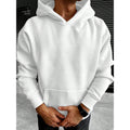 Men's Oversized Hoodie with Kangaroo Pocket, White – front view