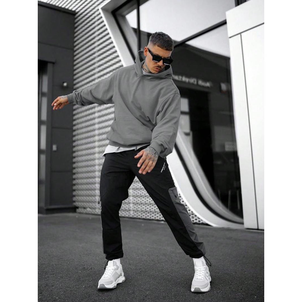 Men's Oversized Hoodie with Kangaroo Pocket, Dark gray – lifestyle view