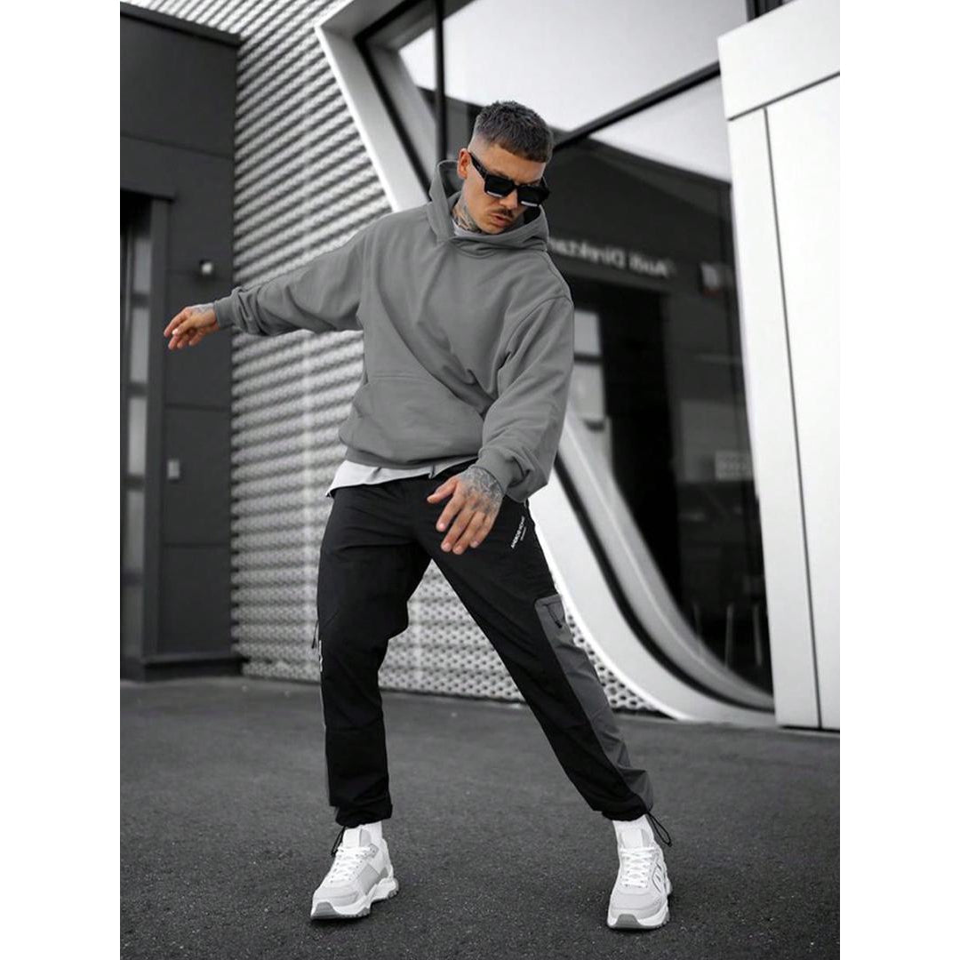 Men's Oversized Hoodie with Kangaroo Pocket, Dark gray – lifestyle view