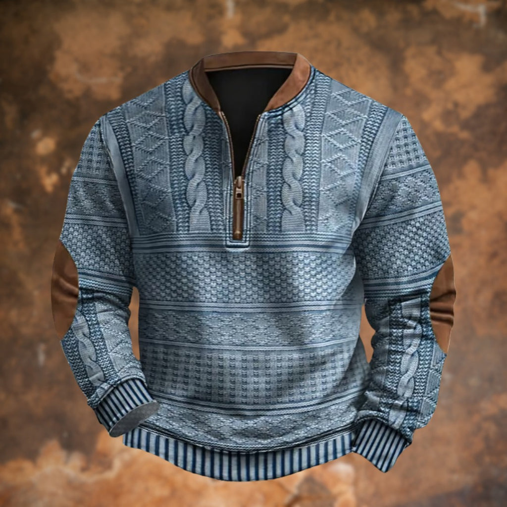 Men's Quarter Zip Pullover, Blue – front view