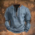 Men's Quarter Zip Pullover, Blue – front view