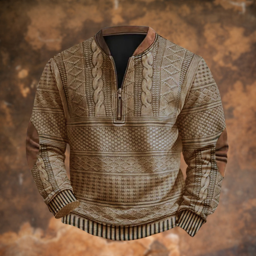 Men's Quarter Zip Pullover, Khaki – front view