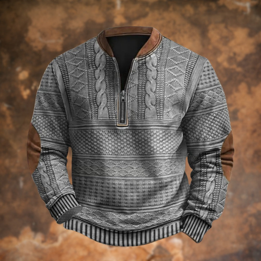 Men's Quarter Zip Pullover, Gray – front view