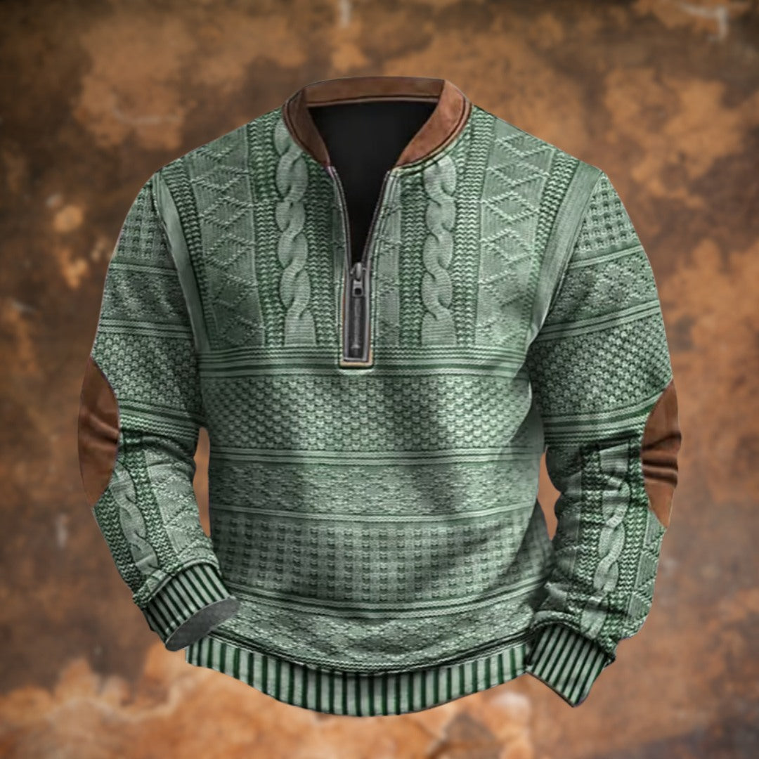 Men's Quarter Zip Pullover, Green – front view