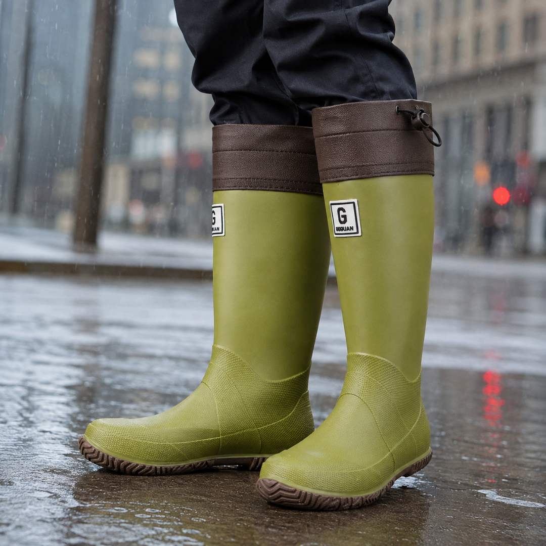 Men's Tall Rain Boots, Avocado green – outdoor view