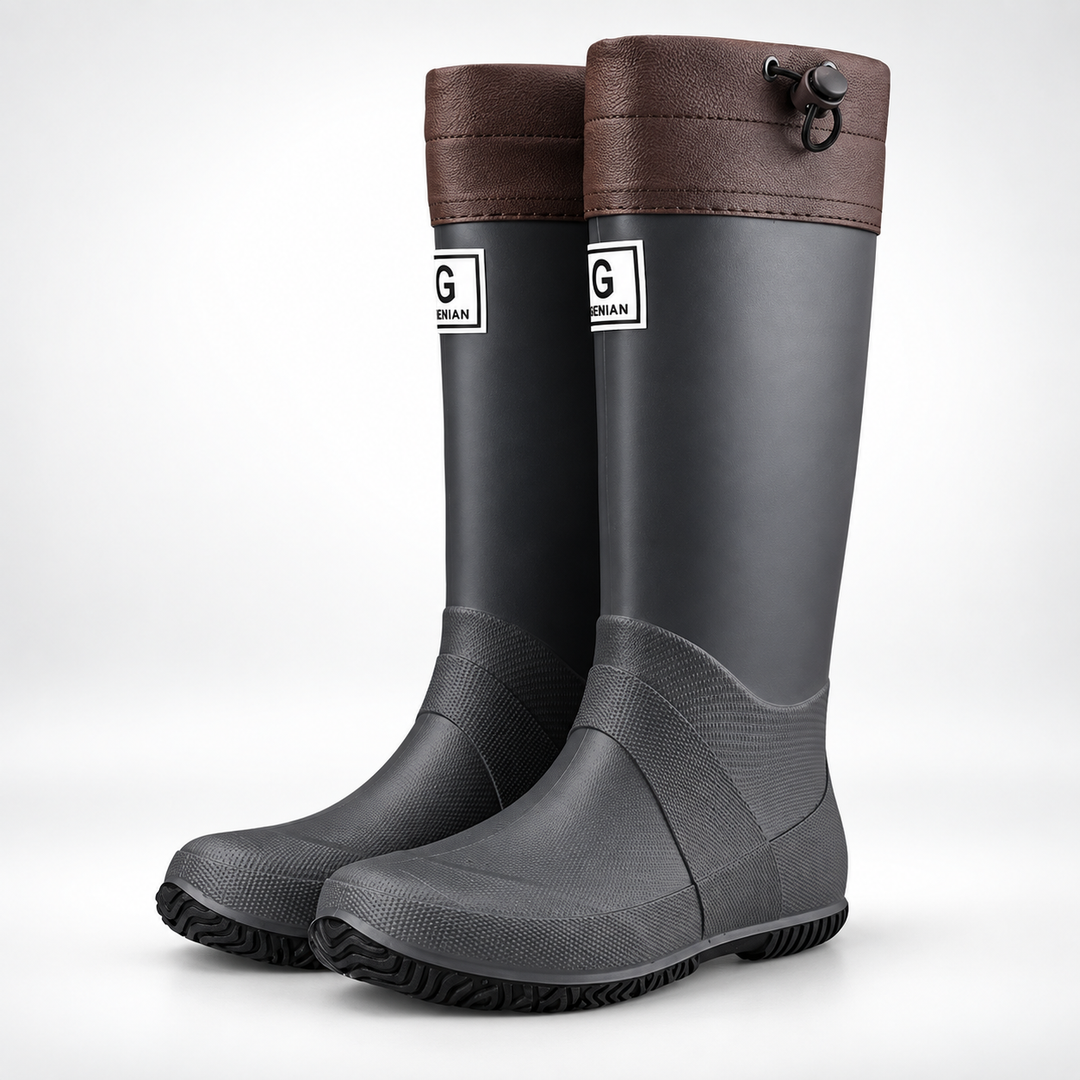 Men's Tall Rain Boots, Gray – front view