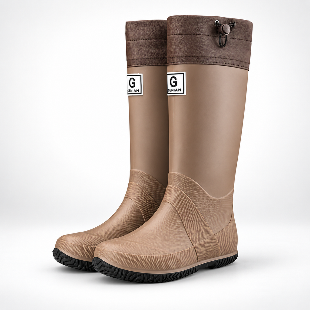Men's Tall Rain Boots, Brown – front view