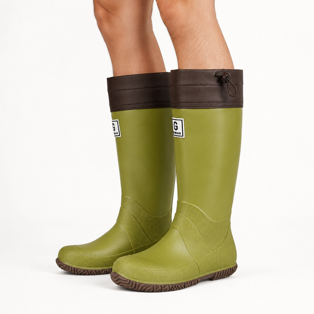 Men's Tall Rain Boots, Avocado green – on foot view