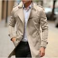 Men's Classic Trench Coat with Epaulettes in Beige