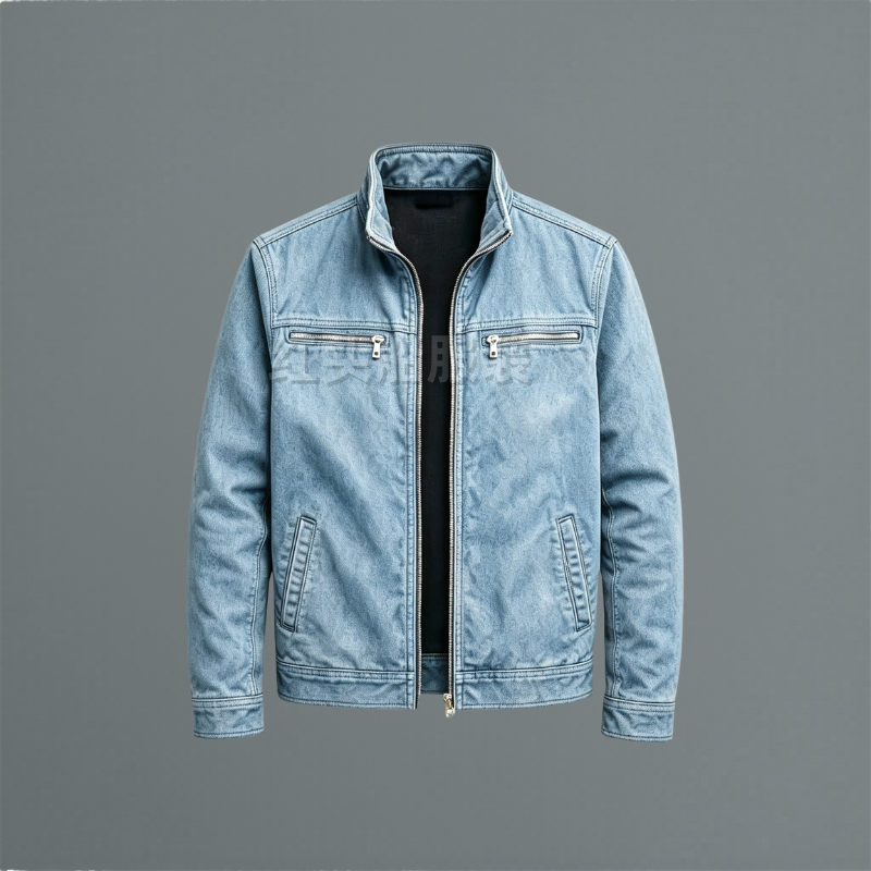 Men's Cotton Zip Jacket with Chest Pockets in Blue