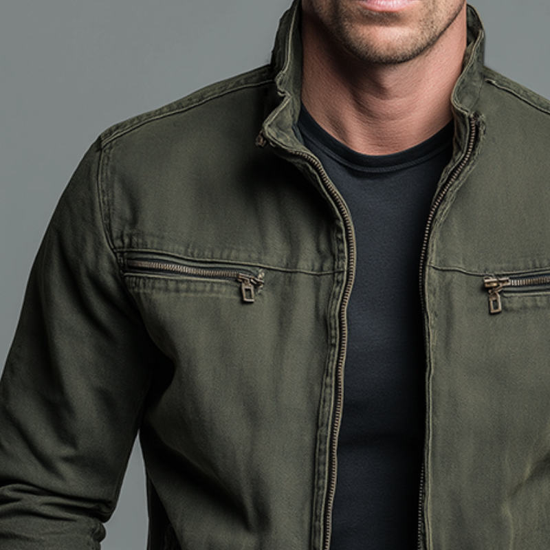 Men's Cotton Zip Jacket with Chest Pockets additional view 6