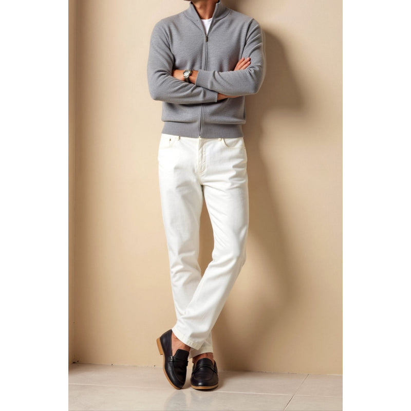 Men's Fine Knit Full Zip Cardigan with Stand Collar additional view 5