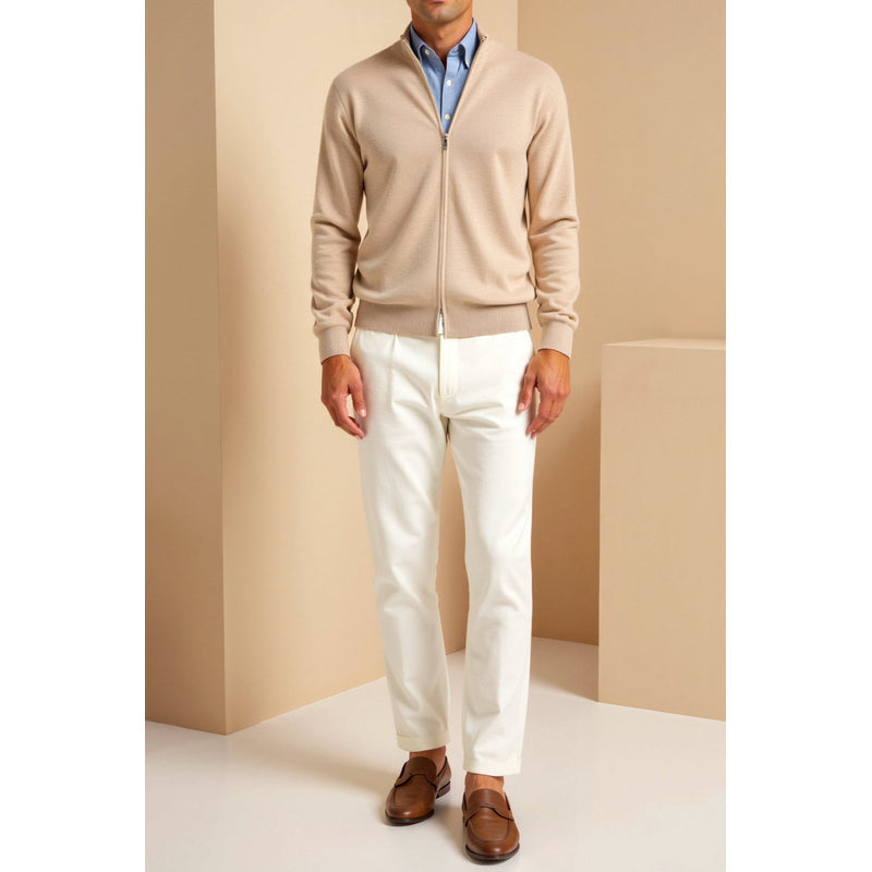 Men's Fine Knit Full Zip Cardigan with Stand Collar additional view 8