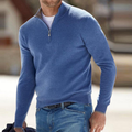 Men's Fine Knit Quarter Zip Sweater in Blue