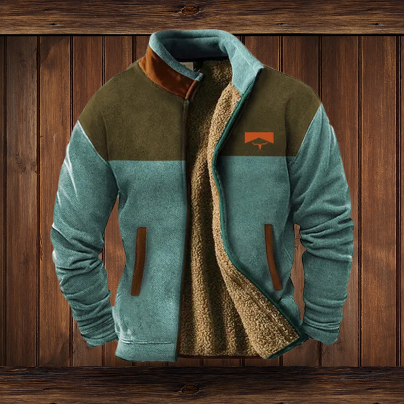 Men's Fleece Lined Stand Collar Jacket in Blue
