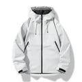 Men's Hooded Shell Jacket with Adjustable Cuffs in White