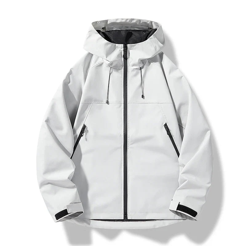 Men's Hooded Shell Jacket with Adjustable Cuffs in White
