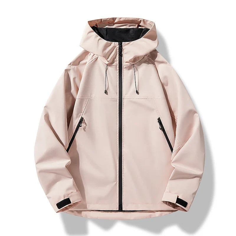 Men's Hooded Shell Jacket with Adjustable Cuffs in Pink