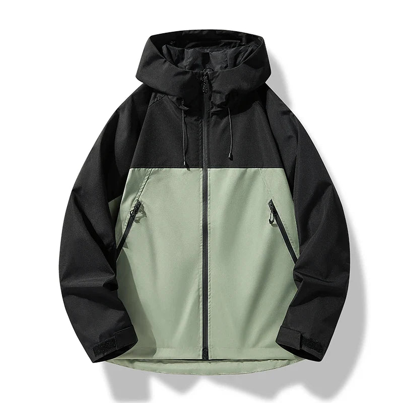 Men's Hooded Shell Jacket with Adjustable Cuffs in Green