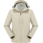 Beige men's hooded softshell jacket