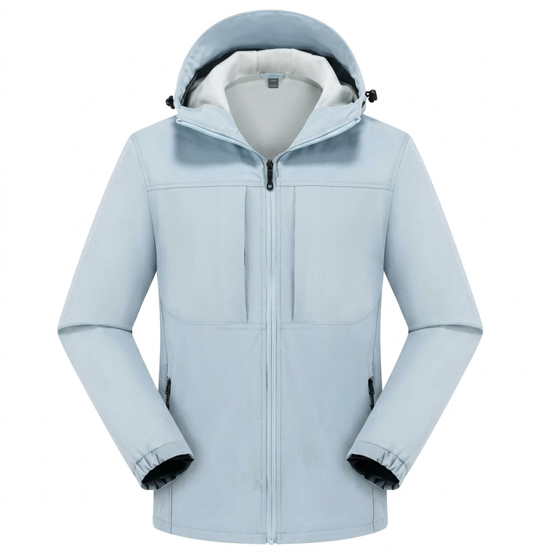 Ice blue men's hooded softshell jacket