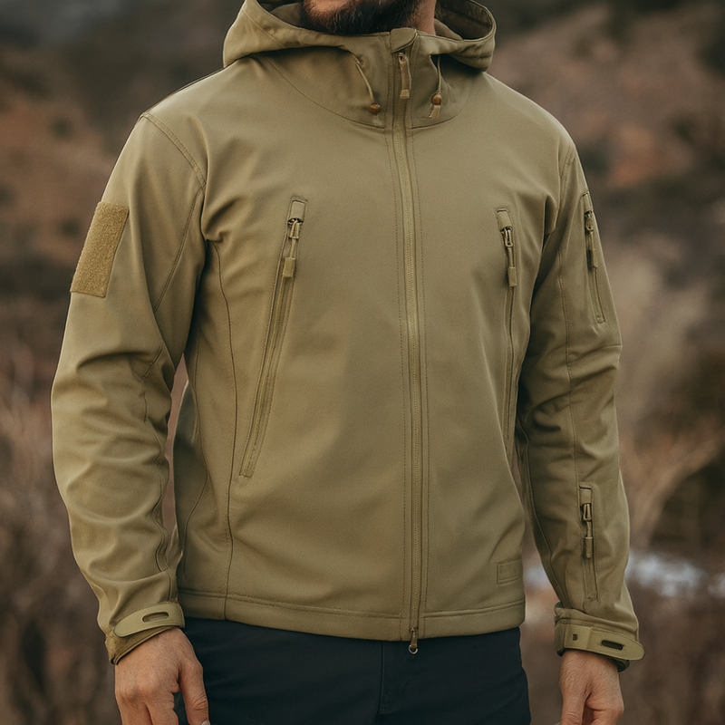 Men's Hooded Softshell Jacket with Zip Pockets additional view 4