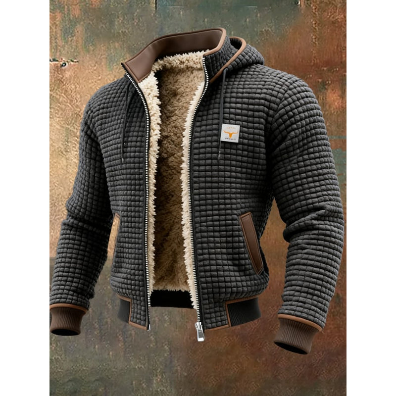 Men's Hooded Waffle Knit Jacket – additional view 1