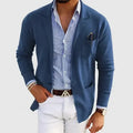 Men's Knit Blazer with Patch Pockets in Blue