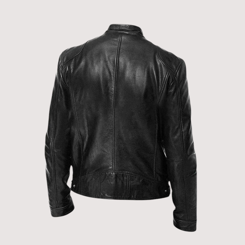 Men's Leather-Look Jacket with Snap Collar – alternate view 3