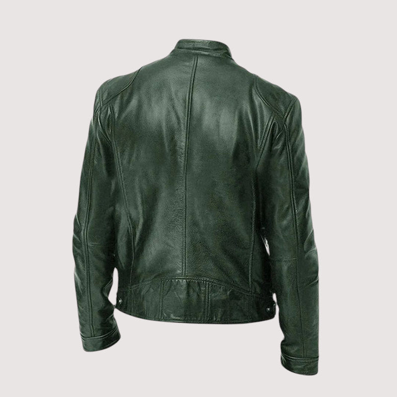 Men's Leather-Look Jacket with Snap Collar – alternate view 4