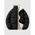 Men's Padded Stand Collar Jacket with Sherpa-Look Lining in Black
