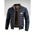 Men's Padded Utility Jacket with Chest Pockets in Navy Blue