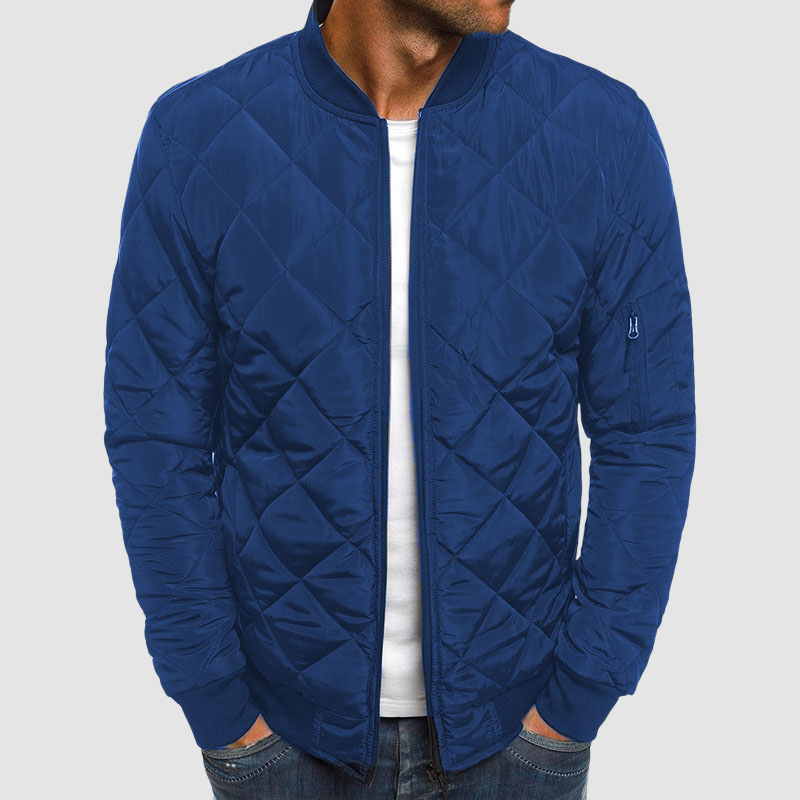 Men's Quilted Stand Collar Jacket with Zip Front additional view 5